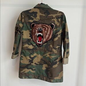 Camo military patch jacket